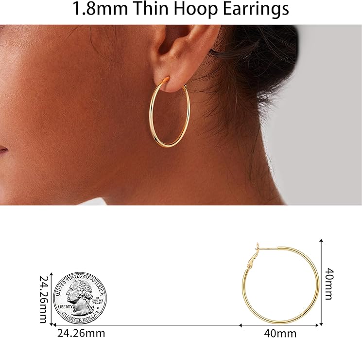 Gacimy Gold Hoop Earrings for Women 14K Gold Plated, 925 Sterling Silver Post Hypoallergenic Earrings Hoops for Women