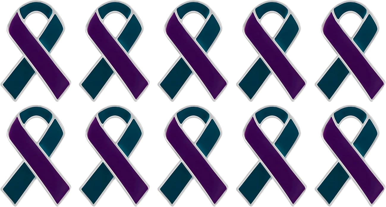 Suicide Awareness and Prevention Pin - Bulk Packs - Variety Pack of Teal & Purple Ribbon Pin Perfect for Support Groups, Gift-Giving and Fundraising