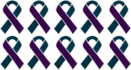 Suicide Awareness and Prevention Pin - Bulk Packs - Variety Pack of Teal & Purple Ribbon Pin Perfect for Support Groups, Gift-Giving and Fundraising