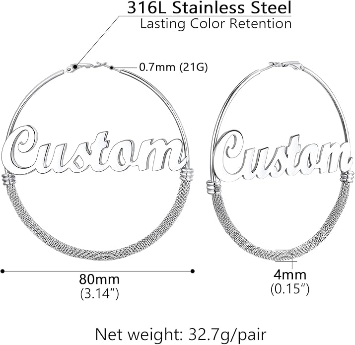 PROSTEEL 30/40/60/80/100mm Chunky Hoop Earrings For Women Gold Plated/Black Stainless Steel Hoops Earrings Statement Jewelry
