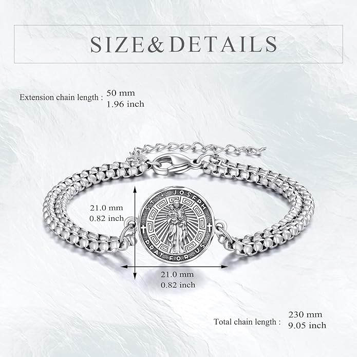 YFN Patron Saint Bracelet Sterling Silver Religious Protector Bracelet Jewelry Gift for Women Men