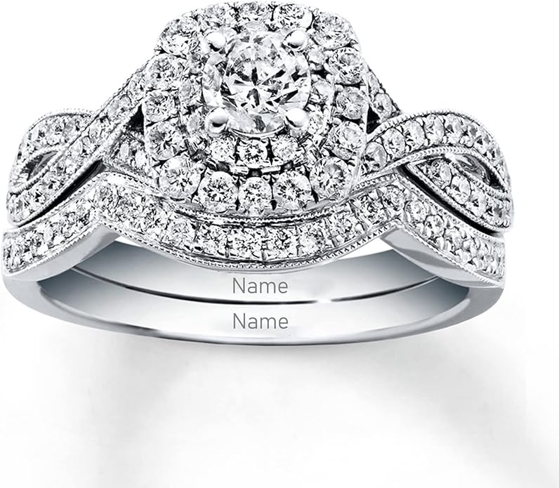 Rikelus Moissanite Engagement Ring Sets for Couples,10K 14K 18K Solid Gold Heart/Princess/Round Cut Bridal Ring Sets,Customized Matching Wedding Bands Set for Men and Women Free Engraving