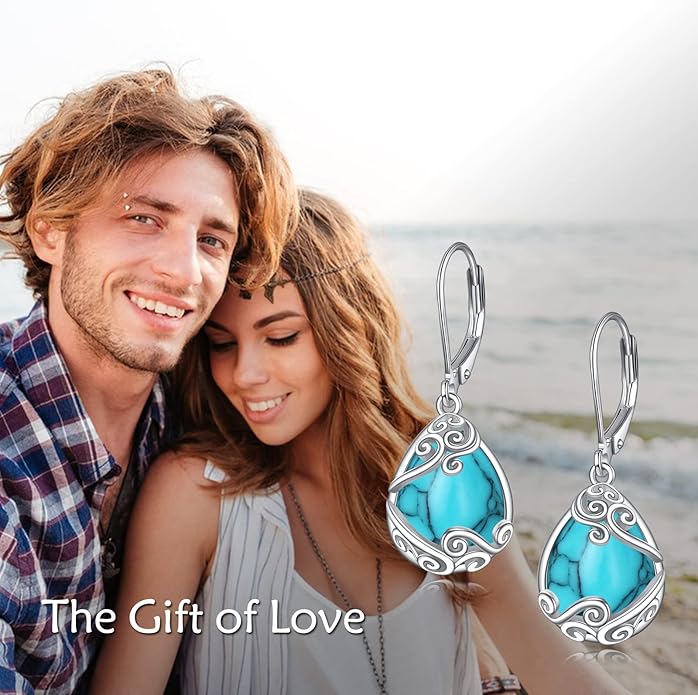 Moonstone Filigree Drop Dangle Teardrop Earrings 925 Sterling Silver Moonstone Leverback Earrings for Women Jewelry Gifts