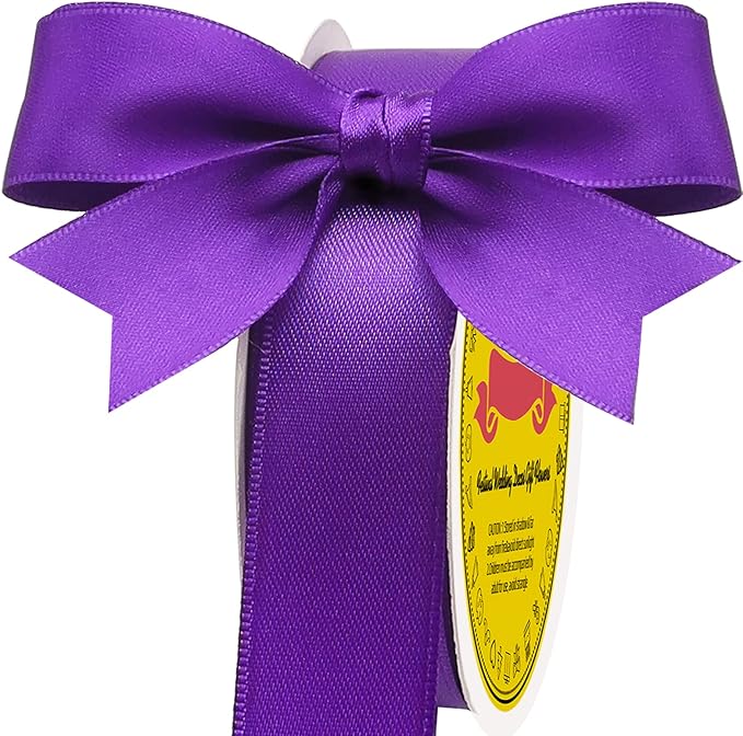 LEEQE Double Face Purple Satin Ribbon 7/8 inch X 25 Yards Polyester Purple Ribbon for Gift Wrapping Very Suitable for Weddings Party Invitation Decorations and More