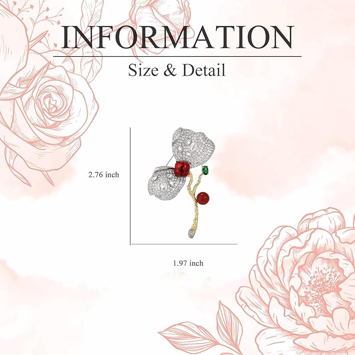 Fashion Flower Brooches for Women Rhinestone Flower Brooches Pins 18k Gold Plated Lapel Pins Jewelry for Girlfriend Wife