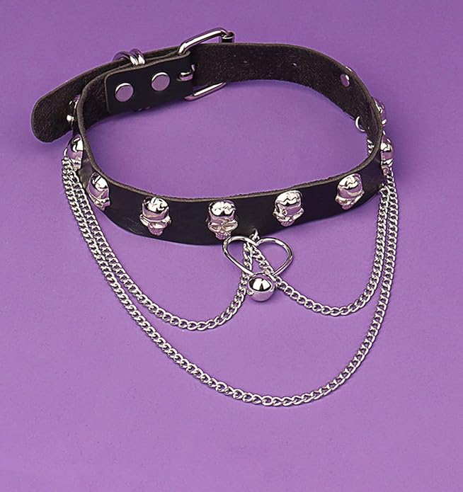 QWALIT Black Choker Necklace - Gothic Leather Choker for Women & Men - Punk Accessories for Festival, Party, Halloween, Cosplay