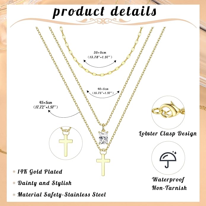 Kakonia Layered Gold Necklace for Women 14K Gold Plated Pendant Necklace Set Gold Necklace Satck Dainty Gold Chain Trendy Jewelry for Women