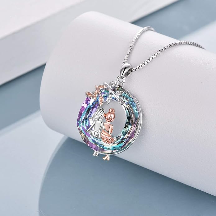 AOBOCO Gifts for Sister 2 3 Sisters Necklace for Women Sterling Silver Sister Crystal Pendant Jewelry Birthday Christmas Gifts for Friend Female Friendship Lasts Forever