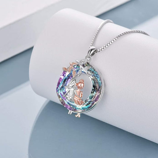 AOBOCO Gifts for Sister 2 3 Sisters Necklace for Women Sterling Silver Sister Crystal Pendant Jewelry Birthday Christmas Gifts for Friend Female Friendship Lasts Forever