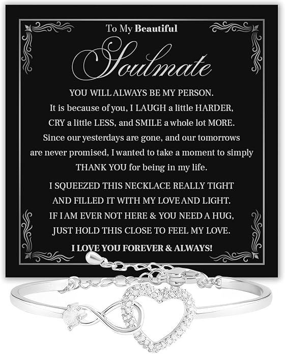 To My Soulmate Bracelet For Women With Heartfelt Message Card & Elegant Box, Bracelet For Girls, Soulmate Birthday, Wedding, Christmas Jewelry Gift From Boyfriend, Husband