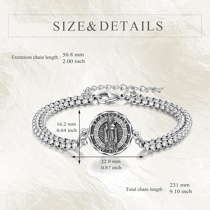 YFN Patron Saint Bracelet Sterling Silver Religious Protector Bracelet Jewelry Gift for Women Men