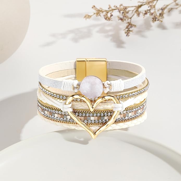 VIBILIA Boho Leather Wrap Bracelets for Women Multi-Layer Bracelets with Strong Clasp Jewelry for Women