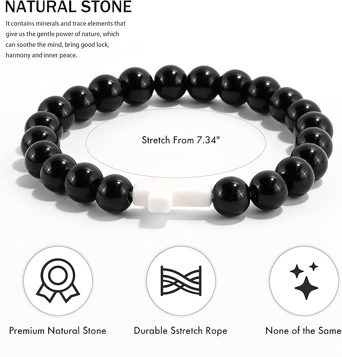 VIBILIA Cross Beaded Bracelets for Women, Inspirational Natural Heart Religious Bracelets for Women, Birthday Christian Gifts for Women on Thanksgiving Christmas Gifts