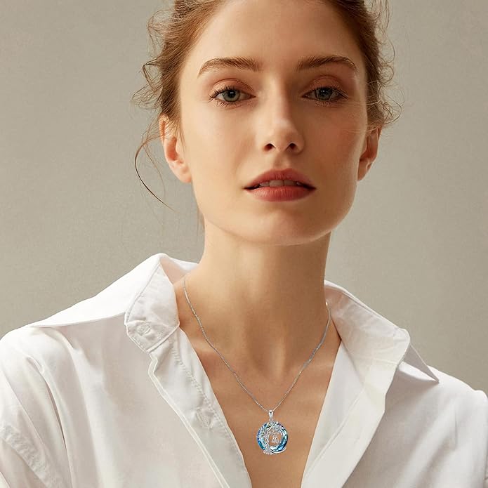 TOUPOP Birthday Gifts for Women 925 Sterling Silver Tree of Life Year Old Necklace Circle Crystal Jewelry Christmas Gifts for Her Wife Mom Mother Grandma Grandmother