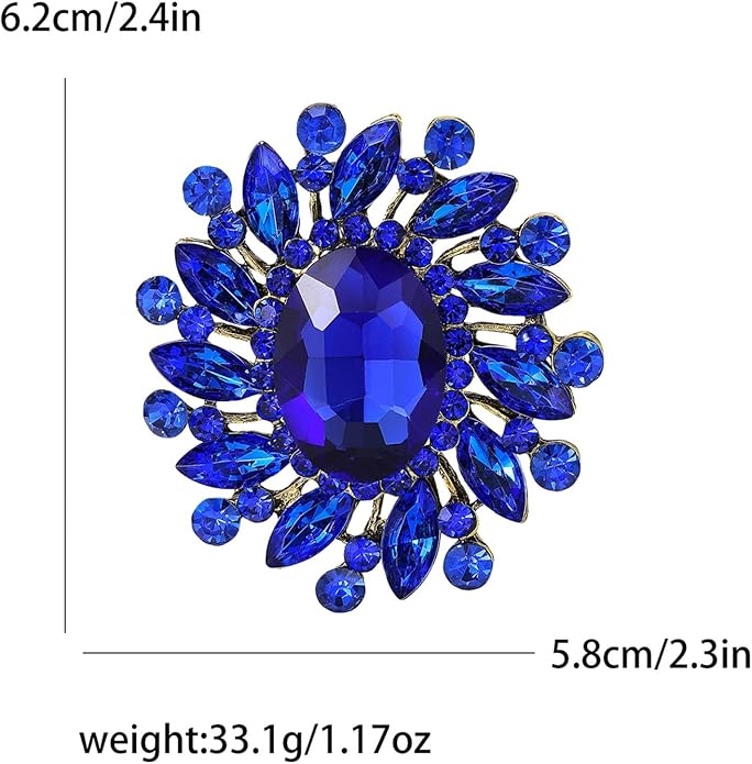 Rhinestone Brooch for Women,Vintage Crystal Flowers Brooch Statement Crystal Glass Lapel Pins Prom Classic Jewelry