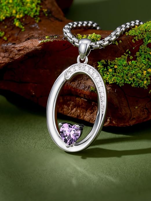 Christmas Gifts for Women Alphabet A to Z Initial Birthstone Pendant Necklaces for Women - 18k White Gold Plated Personalized Name Jewelry Valentine Mothers Day Birthday Gifts for Women Her Girlfriend