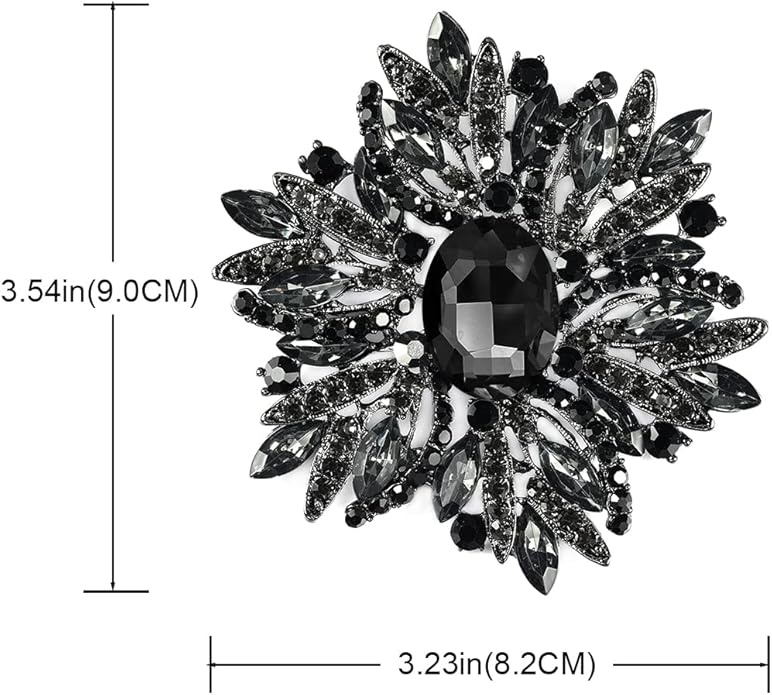 YOQUCOL Sunflower Shape Crystal Big Large Heavy Brooch Pin Rhinestone Scarf Decoration Corsage Cloth Pin for Women Girls