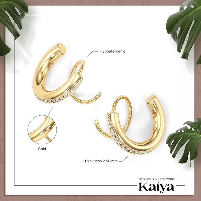 Spiral Hoop Twist Double Earrings - 14K Helix Spiral Earrings, Double Piercing Earrings, Faux Double Hoop Earrings, Tiny Twist Earrings for Women