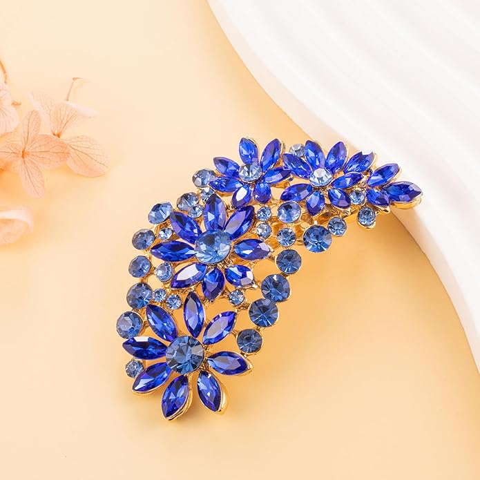 LAXPICOL Vintage Austrian Crystal Flower Leaf Bouquet Clusters Large Big Brooch Pin for Women Gold Tone