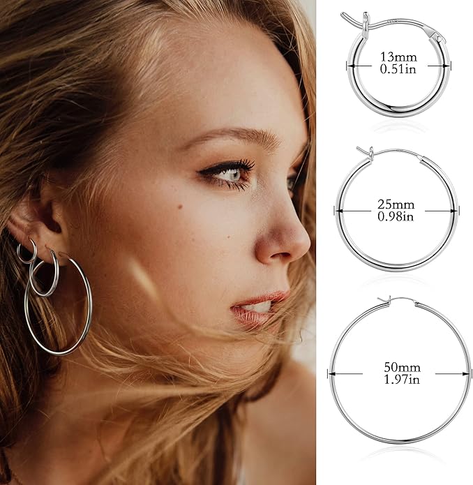 M MOOHAM 14K-Gold-Plated Hoop Earrings for Women - Hypoallergenic 14K Gold 925 Sterling silver-plated Post Sensitive Ears Nickel Free Hoops Earrings Set for Women Jewelry Lightweight 13-60mm