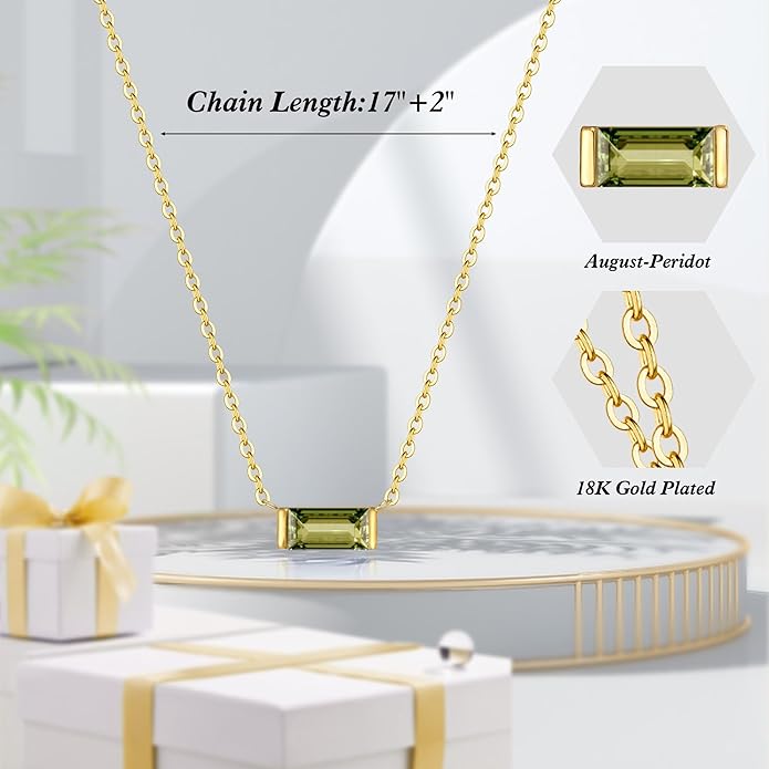 JSJOY Gold Birthstone Necklace for Women Dainty Birthstone Pendant Necklace for Teens Birthday Gifts Jewelry for Mothers Wife Grandma Graduation Gifts for Teenagers