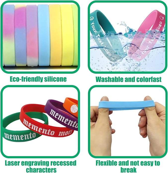 Custom Rubber Bracelets Bulk – Personalized Silicone Wristbands with Logo, Text, or Design, Custom Wristbands for Events, Motivation, Fundraising, Promotions, Gifts, and Awareness Campaigns