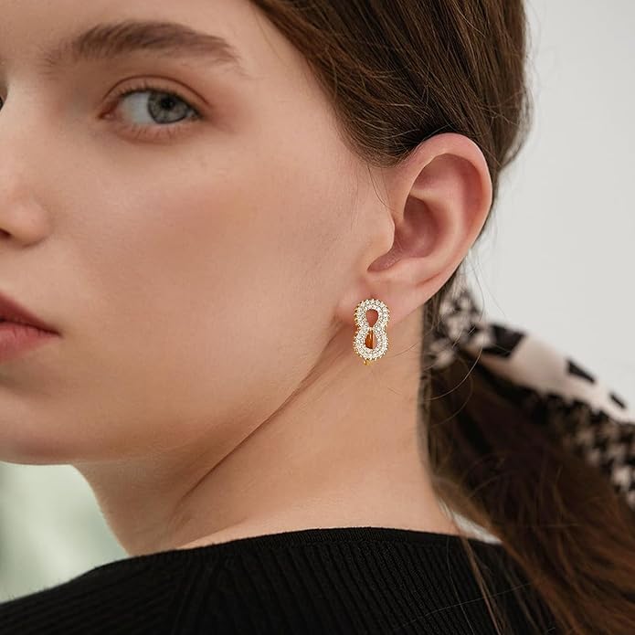 Gold Huggie Hoop Earrings 14K Gold Plated Dainty Chunky Thick Hoop Diamond Cubic Zriconia Inlay Sleeper Tiny Delicate Boho Beach Simple Hypoallergenic Jewelry Gift for Her