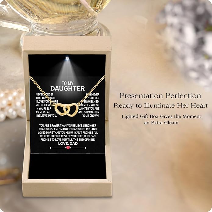 Larvincy To My Daughter Necklace From Dad With Heartfelt Message & Elegant Box, Gifts For Daughter From Father, Beautiful Jewelry Gift From Love Daddy On Graduation, Birthday, Wedding, Christmas
