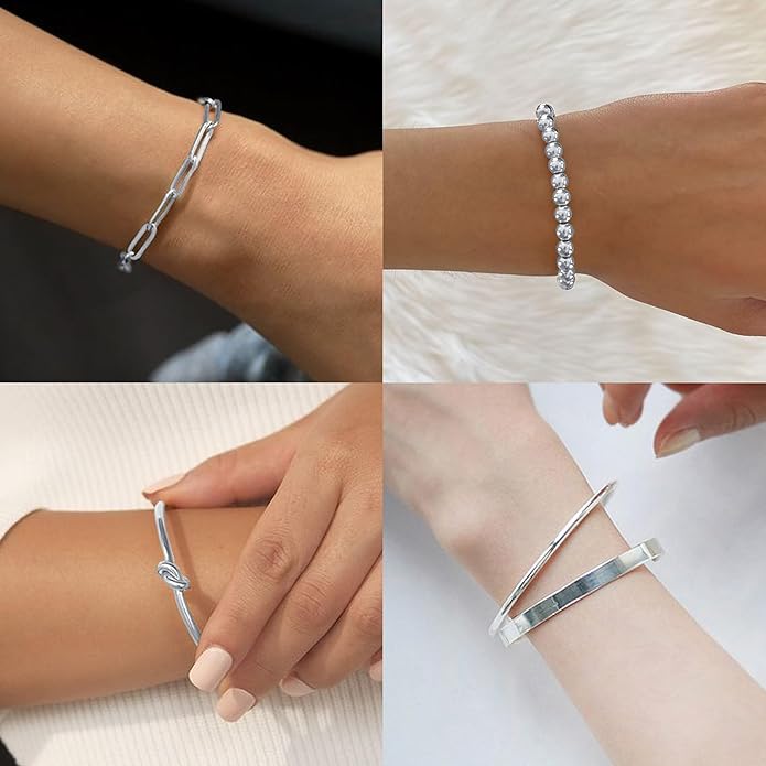 Reoxvo Gold Plated Bangle Cuff Bracelets for Women Non Tarnish Gold Bracelet Stack Jewelry Set for Women Trendy