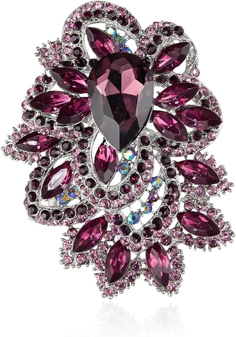 YOQUCOL Cubic Zirconia Big Brooch Pin for Women Badge Flower Lapel Large Pin Scarves Shawl Clip Clothes Decoration