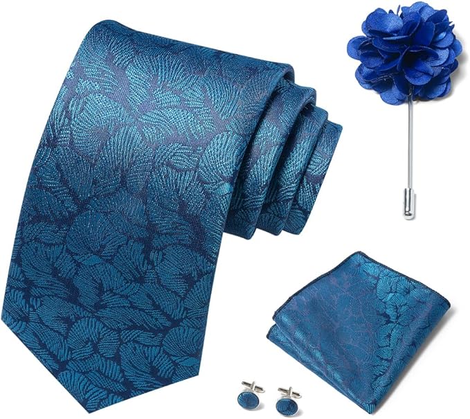 joy alice Ties Set Men Mixed Color Necktie Handkerchief Cufflinks Brooch 3.15 Formal