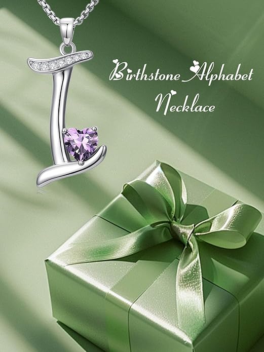 Christmas Gifts for Women Alphabet A to Z Initial Birthstone Pendant Necklaces for Women - 18k White Gold Plated Personalized Name Jewelry Valentine Mothers Day Birthday Gifts for Women Her Girlfriend