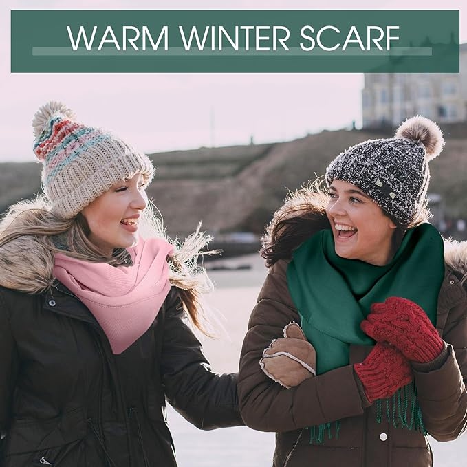 Suhine 8 Pcs Winter Scarves Bulk for Women Lightweight Blanket Scarf with Tassel Edge Pashmina Shawl for Women Men