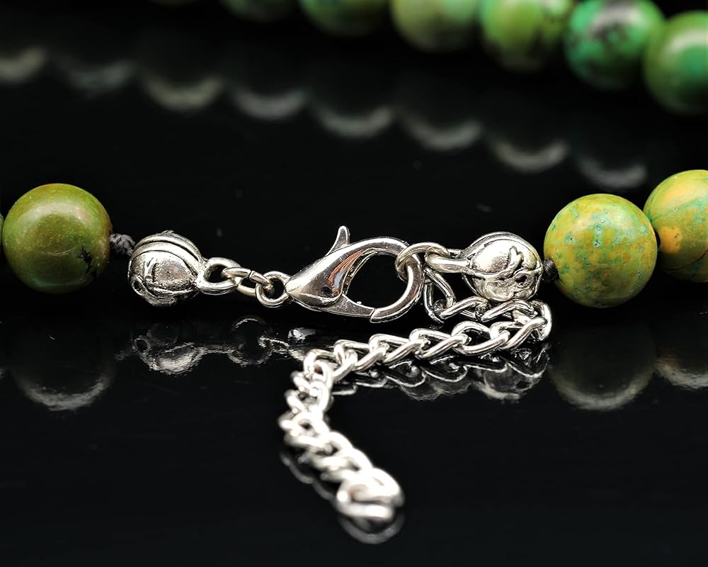 Natural Green Turquoise Beaded Choker, Genuine Green Crystal Necklace, Fancy Gemstone Choker, 8mm Beads, Fashion Jewelry, Healing Crystal Chakra Necklace, Durable Stone Necklace, Sagittarius Necklace