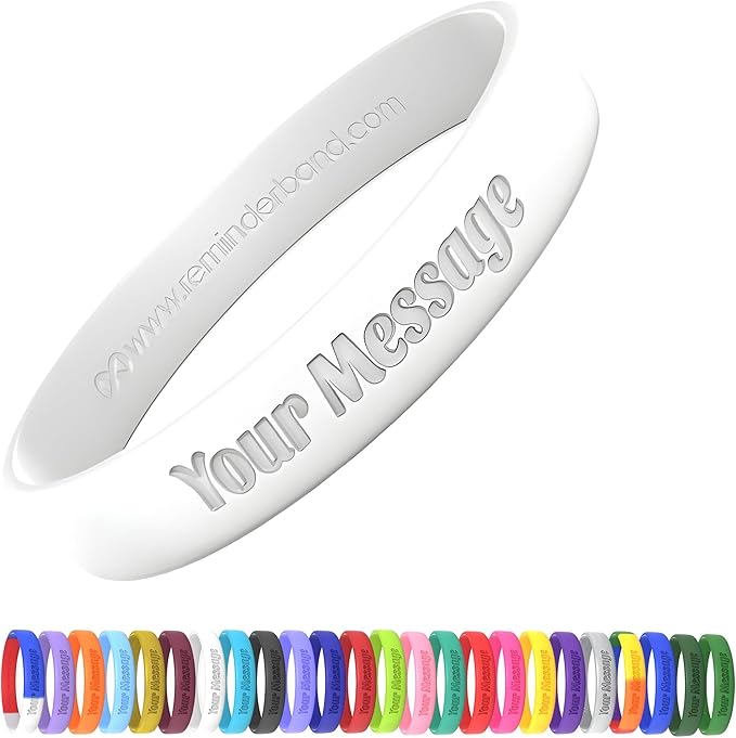 Reminderband Custom Silicone Bracelet – Motivational Wristbands, Bulk Personalized Bands for Events, Awareness, Fundraisers, Gifts – Custom Rubber Bracelets - 1/2" Classic
