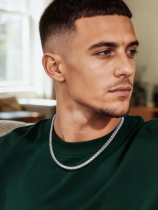 Bestyle 18K Gold Plated/Silver/Black Chain for Men, Hypoallergenic 2/4/6/8mm Stainless Steel Flat Link Chain Necklace for Men & Women Hip Hop Jewelry, 14-30"