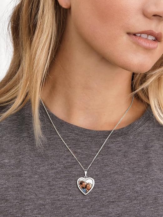 Supcare Locket Necklace That Holds Pictures-Engraved Photo Pendant Custom Jewellery Gifts for Men Women (with Jewellery Gift Box)