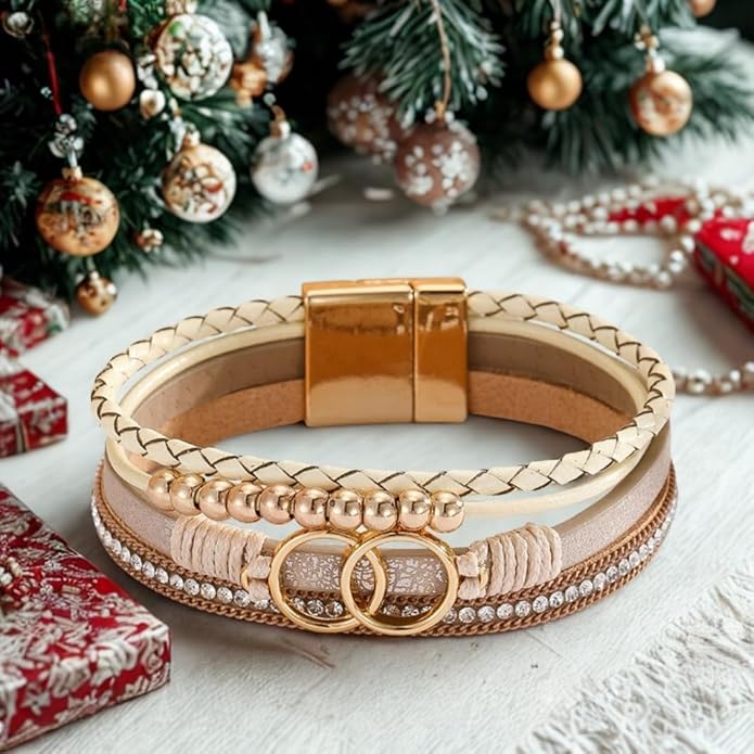 Aluinn Leather Wrap Bracelets For Women Boh Multi-Layer Elegance Bracelet Boho Bangle Western Cuff Bracelet Jewelry for Women