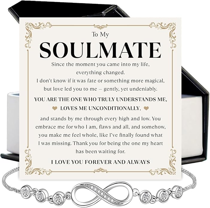 To My Soulmate Bracelet For Women With Heartfelt Message Card & Elegant Box, Bracelet For Girls, Soulmate Birthday, Wedding, Christmas Jewelry Gift From Boyfriend, Husband