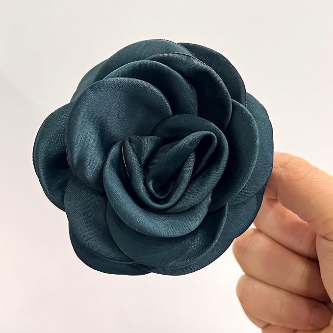 Sanrich Women's Brooches 4pcs Rose Flower Hair Clip Mexican Hair Flowers Clips Hairpin Brooch Tea Party Hats Headpieces (blackish green)