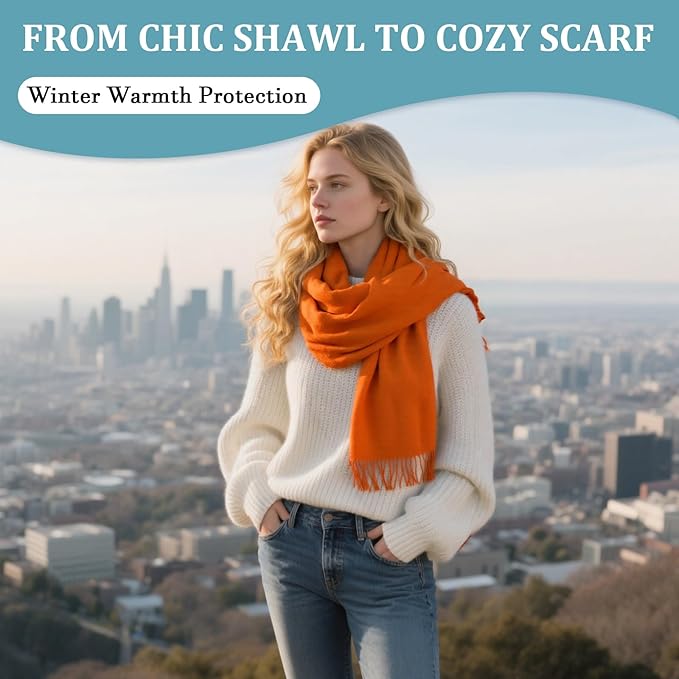 FLEESOFT Winter Wool Scarf Shawl -Thick Oversized Pashmina Shawl Wrap,Soft Warm Winter Scarves,Travel Blanket Scarf for Women