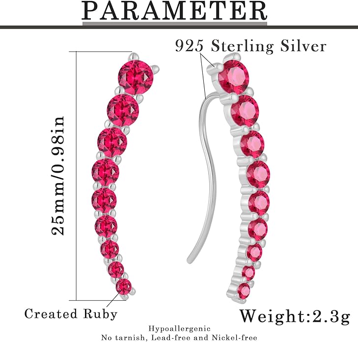 Climber Earrings for Women 925 Sterling Silver Ear Crawler Earrings White/Yellow/Rose Gold Plated Cubic Zirconia Earrings Jewelry