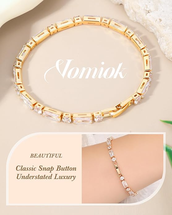 Tennis Bracelets for Women, 14K Gold Plated Diamond Bracelet, Cubic Zirconia Dainty Gold Bracelet for Women, Gifts Jewelry for Women