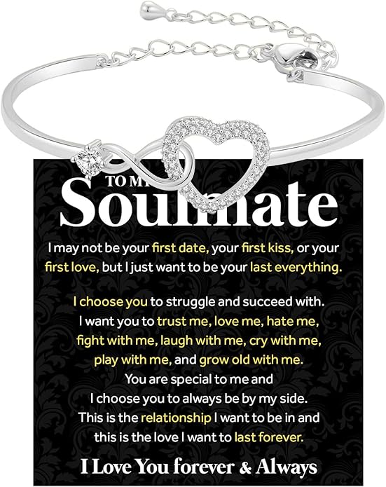 To My Soulmate Bracelet For Women With Heartfelt Message Card & Elegant Box, Bracelet For Girls, Soulmate Birthday, Wedding, Christmas Jewelry Gift From Boyfriend, Husband