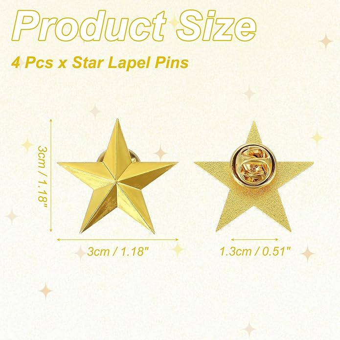 uxcell Star Lapel Pins, Award Pins Star Badge for Men Women Backpacks Hats Jackets Costume Accessories Decorations