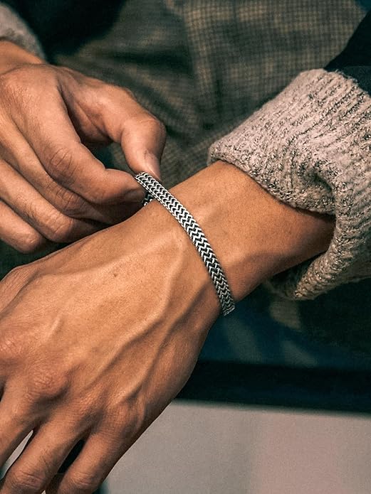 Richsteel Bracelets for Men 6mm/10mm/12mm Width Stainless Steel With Sturdy Clasp Franco Curb Chain Mens Bracelet 7.4/8.2/9 Inches Length