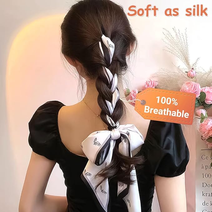 Dailyacc Hair Scarf for Women Fashion Silky Satin Headscarf Wrap Breathable Lightweight Neck Scarves For Handbag