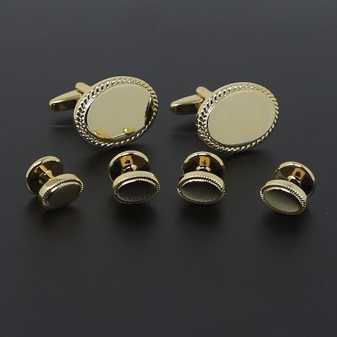 MENDEPOT Men Formal Wear Dress Shirt Cufflinks And Studs Set With Box Wedding Groom Groomsmen Gift