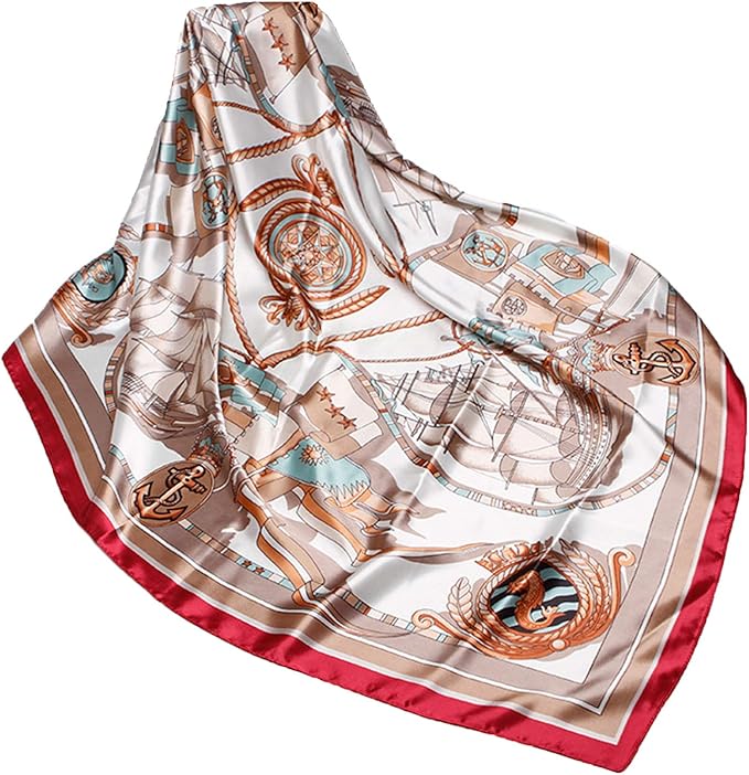 Wander Agio Silk Feeling Head Scarf Womens Fashion Printing Scarves Pattern Square Satin Face Headscarf
