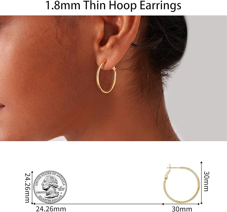 Gacimy Gold Hoop Earrings for Women 14K Gold Plated, 925 Sterling Silver Post Hypoallergenic Earrings Hoops for Women